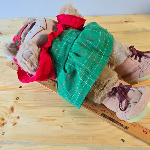 Vintage Trappers Bear Plush Christmas Santa Teddy Girl Dress Boots Hat Doll Toy - Picture 8 of 9